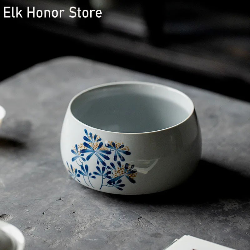 

Pure Hand-painted Osmanthus Ceramic Tea Washing Residue Jar Large Water Bowl Pen Washing Household Kung Fu Tea Set Accessories