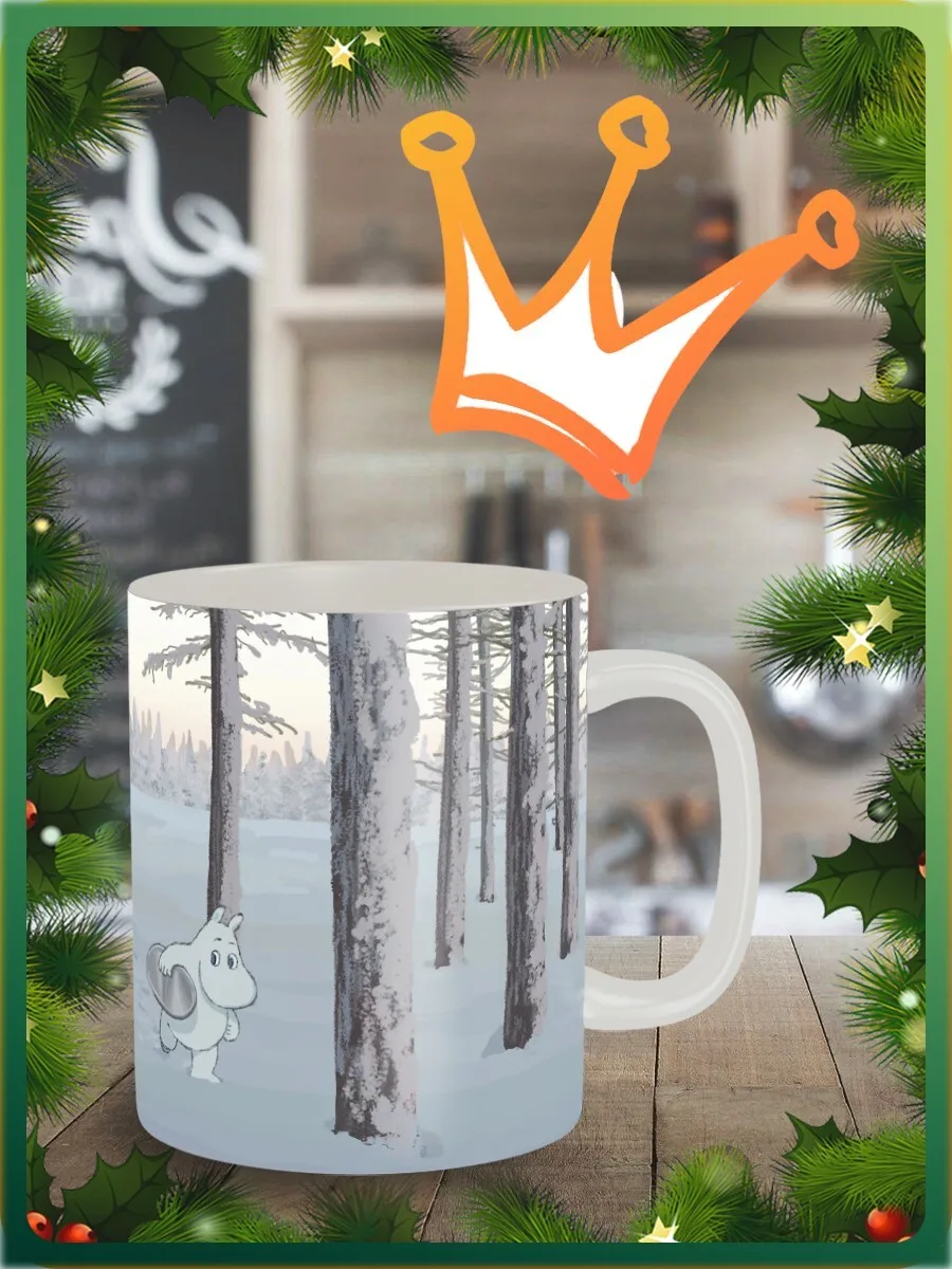 Кружка белая новый год рождество муми тролль - 6535 |