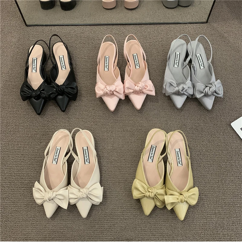 

Slingback Sandals for Women Fashion Pointed Toe Bowknot Pointed Toe Shoes Elegant Slip on Ladies Dress Shoes Zapatos De Mujer