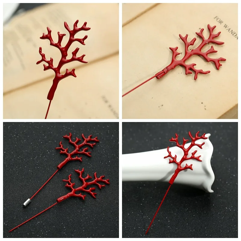 Рождественский подарок красная эмалированная Коралловая брошь булавка для