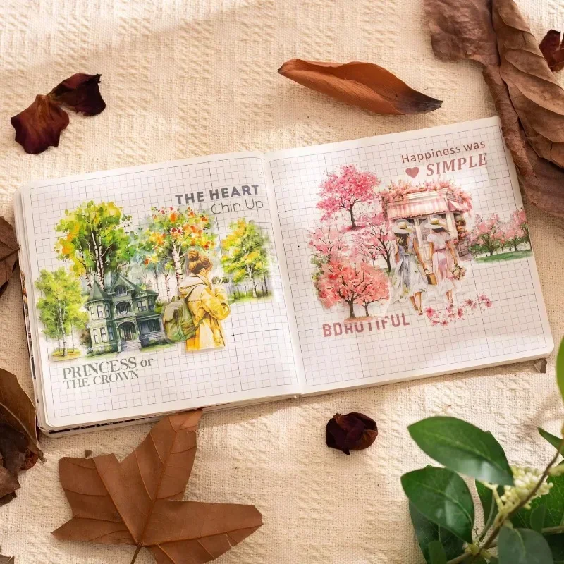 1 рулон ленты 2 м ПЭТ дерево лес лапбук материал петли наклейки красный кленовый