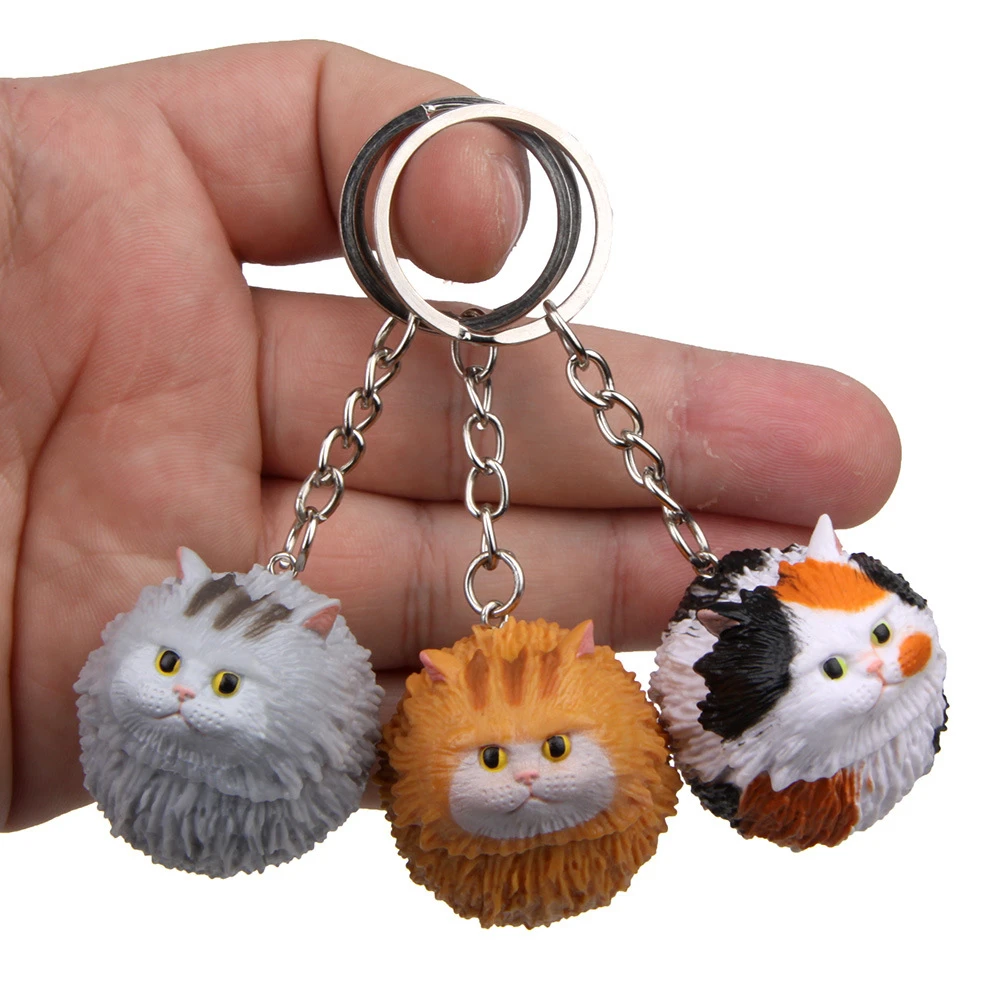 

Super Cute Round Fat Cat Pendant Keychain Lovely Cartoon Animals Keyring for Women Men Car Key Holder Handbag Accessories Gift