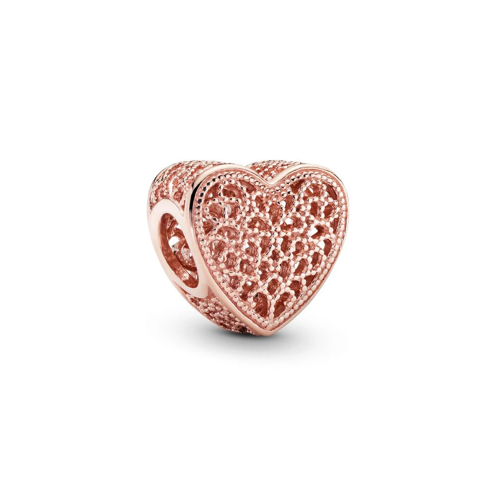 Pandora-Perles breloques coeur Filig123, perles artisanales pour bracelet, bricolage exécutif pour les amoureux et les amis, cadeaux d'anniversaire pour exprimer l'amour 2
