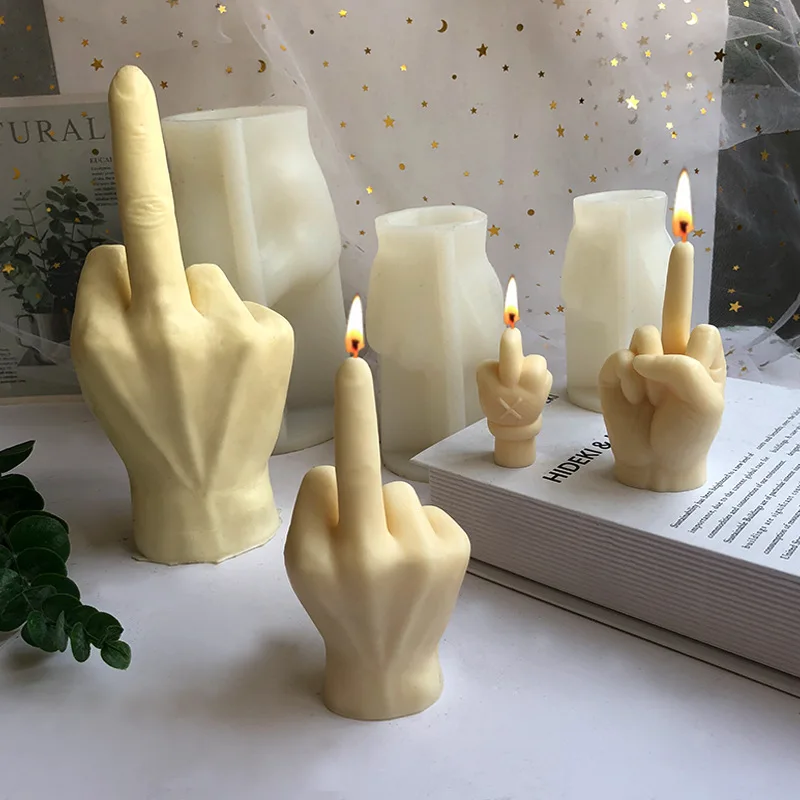 

3D Middle Finger Candle Silicone Mold for DIY Making Soap Plaster Resin Craft Silicone Mold Holiday Party Gift Mold Candle Molds