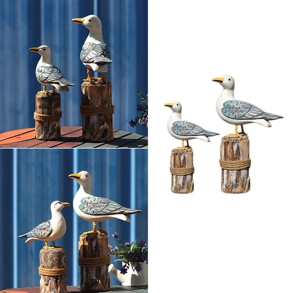 

Figurine Decor Seagull Nautical Bird Home Wooden Decorations Statue Figurines Coastal Seabird Ornament Garden Wood Craft Bedroom