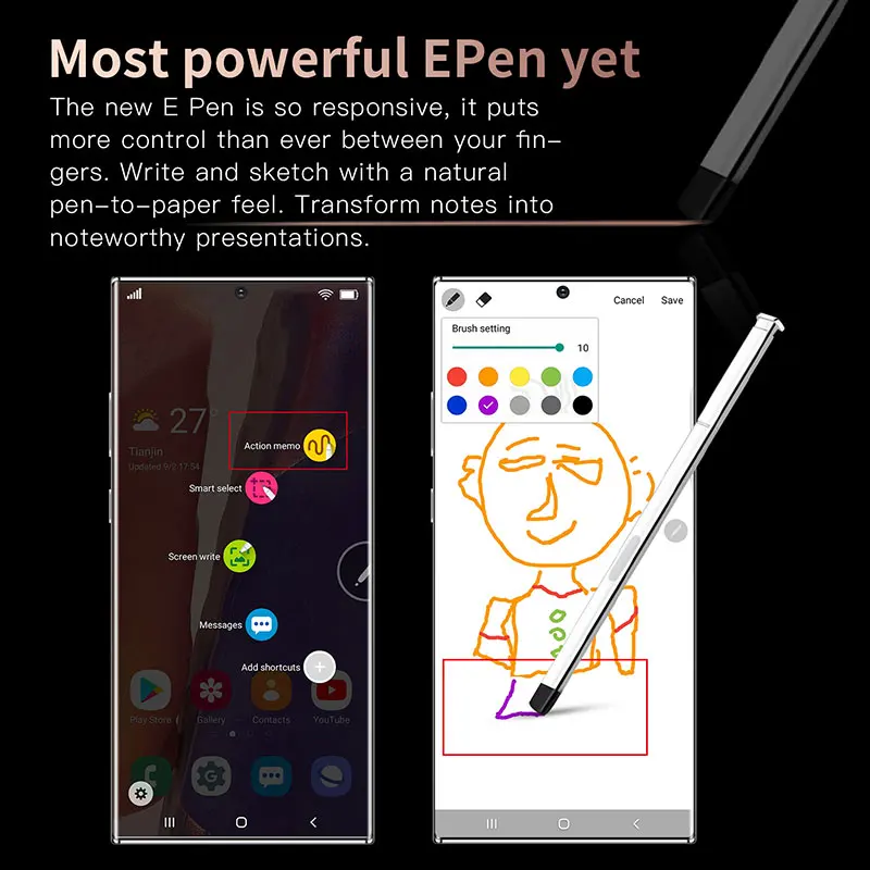 global version note 20u smartphone 7 5inch 8gb256gb android 10 100 original mobile phone 4g5g free global shipping