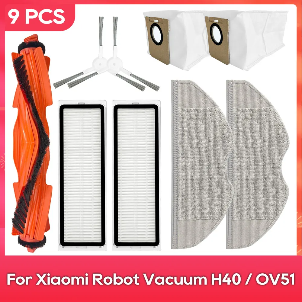 

Подходит для ( Xiaomi Robot Vacuum H40 / OV51 ): аксессуары — основная и боковая щётка, фильтр, швабра и мешок для пыли