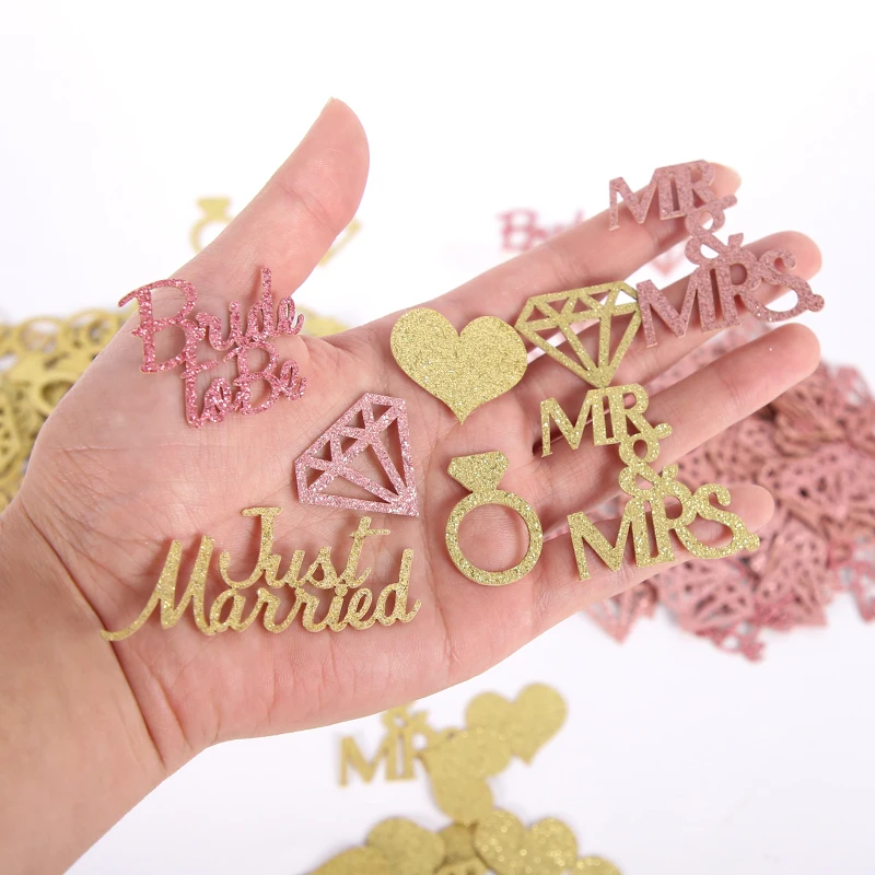 50pcs/lot Mr&ampMrs Confetti Wedding Decorations Just Married Glitter Rose Gold Decoration Mr and Mrs Bride To Be |