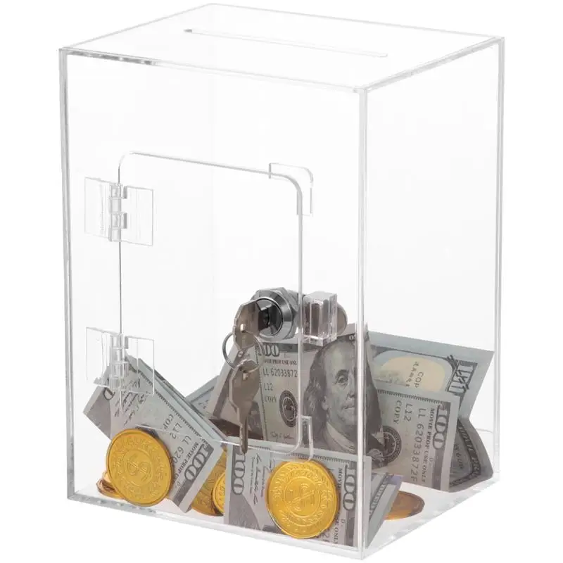 Acrylic Clear Piggy Bank Large Case Box Openable With Lock And Key Money Banks Coins Saving Pot