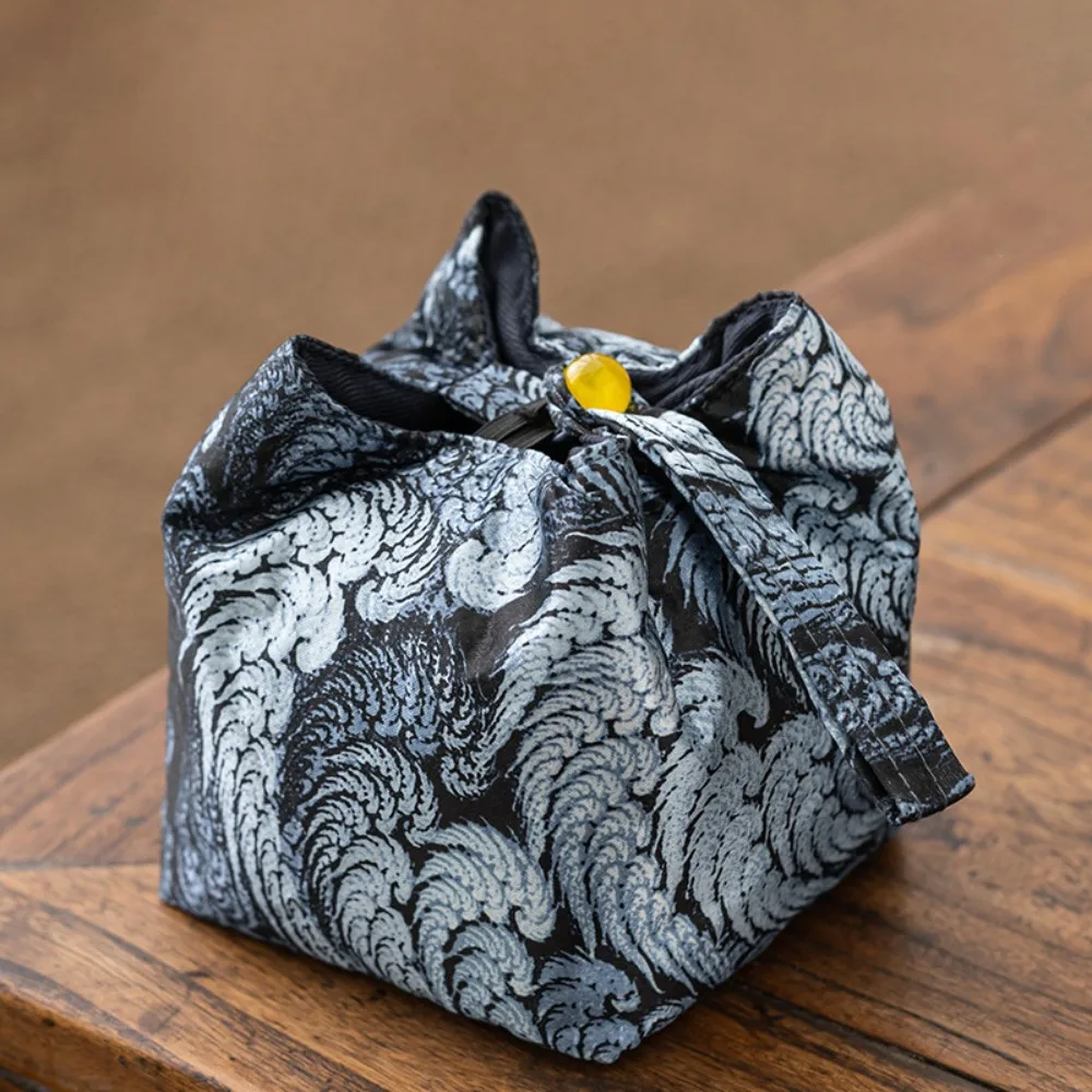 

Тканевый чехол для чайной чашки в китайском стиле с принтом, портативная сумка для хранения чайной посуды, устойчивая к разрыву, многофункциональная сумка для мелких предметов