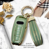 soft tpu car remote key cases cover shell fob for audi a6 a7 a8 e tron q5 q8 c8 d5 gold edge design holder protector accessories