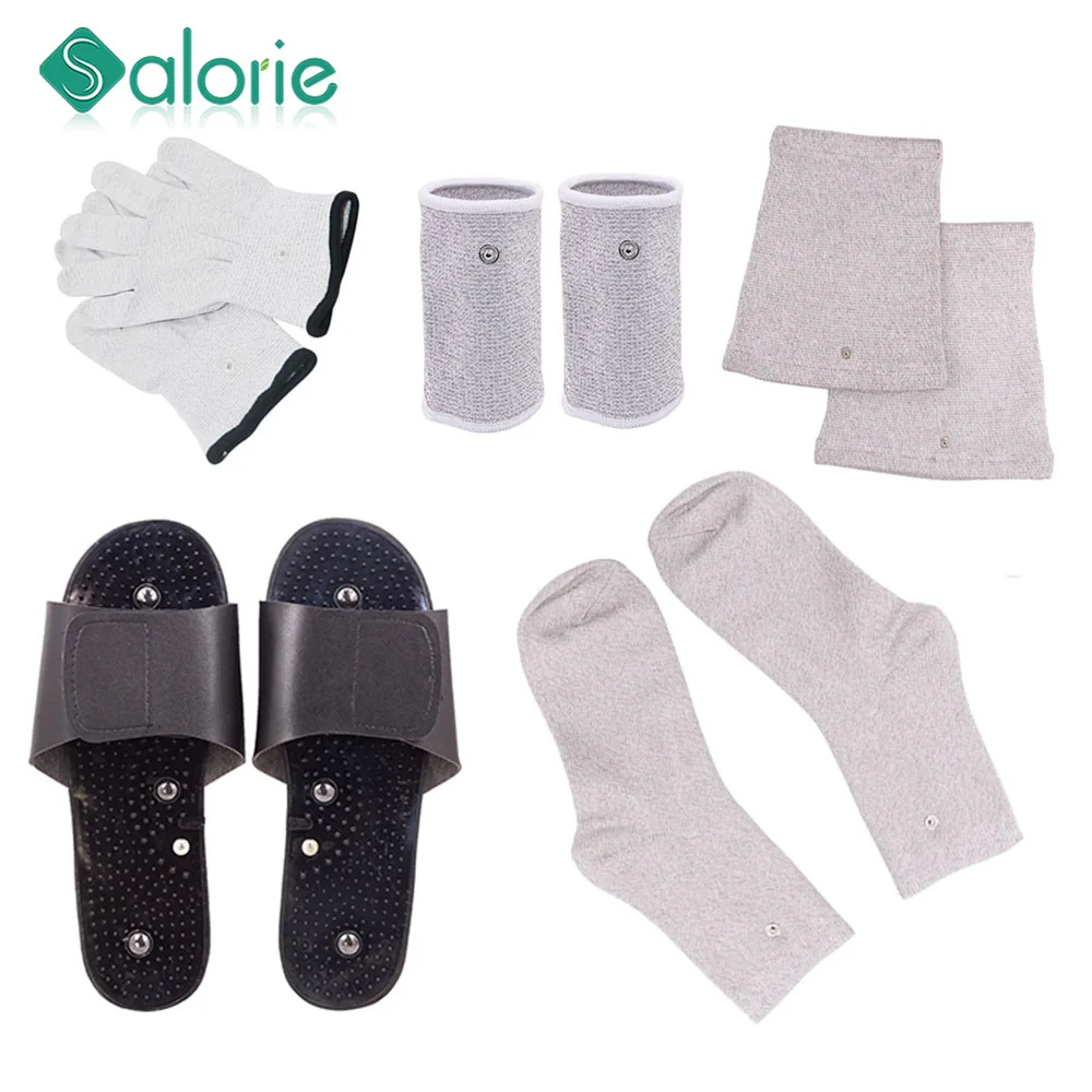 TENS EMS Electrode Electric Massager Accessories Glove Sock Bracer Slipper Cable Conductive Silver Fiber for Body Massage Pads