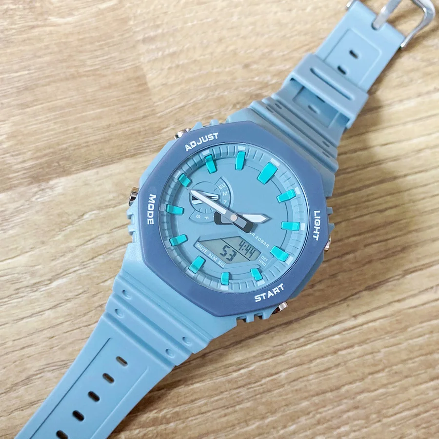 

Full-featured Brand Wrist Watches LED Dual Display Men Women Sports Royal Oak Electronic Analog Digital Waterproof Clock 04