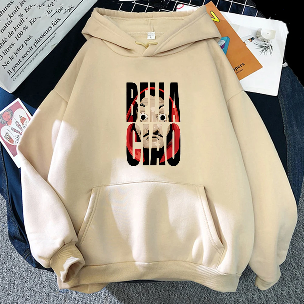 

La Casa De Papel Khak Hoodies Women MONEY HEIST Swearshirt House Of Paper Fashion Hoodies Print Mens Pullover Hoody Sweatshirt