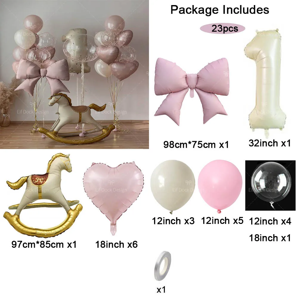 

23 Больших Розовых Шаров С Бантами И Сердечками — Для Украшения На День Рождения, Свадьбу, Вечеринку В Розовой Тематике, Юбилей.