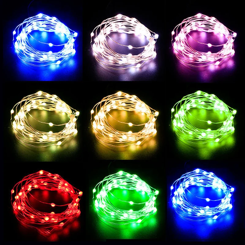 Holiday String Light 1/2/3/5 Meters LEDs Creative 8 Colors Button Battery Box of Copper Lamp Series Mini Small Decorative Lights