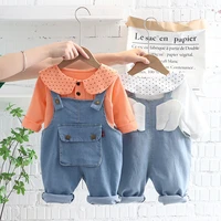 baby clothes sets fashion 2022 autumn clothing new infant baby girls long sleeve shirt little wings denim overalls 2 piece 1 4y