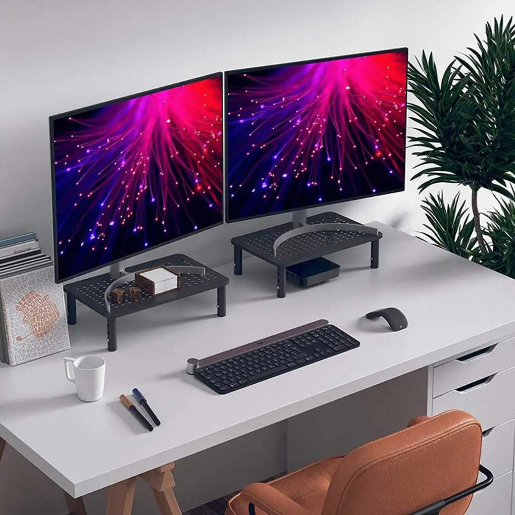 

Подъемная металлическая стойка для домашнего компьютера, нескользящий кронштейн для монитора с 3 передачами, настольный ПК, Органайзер