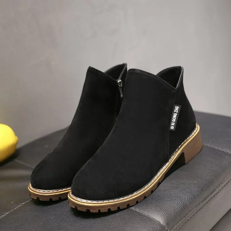 2022 New Women Boots Autumn Winter Boots Classics Zipper Snow Ankle Boots Faux Suede Woman Shoes Short Boots Ladies