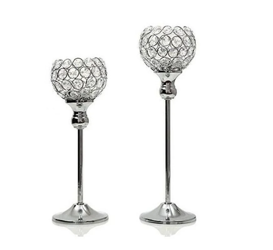 

Christmas Gifts Luxury Crystal Silver Wedding Ceremony Decorative Candle Holder Home Party Bar Wedding Room Romantic Decoration