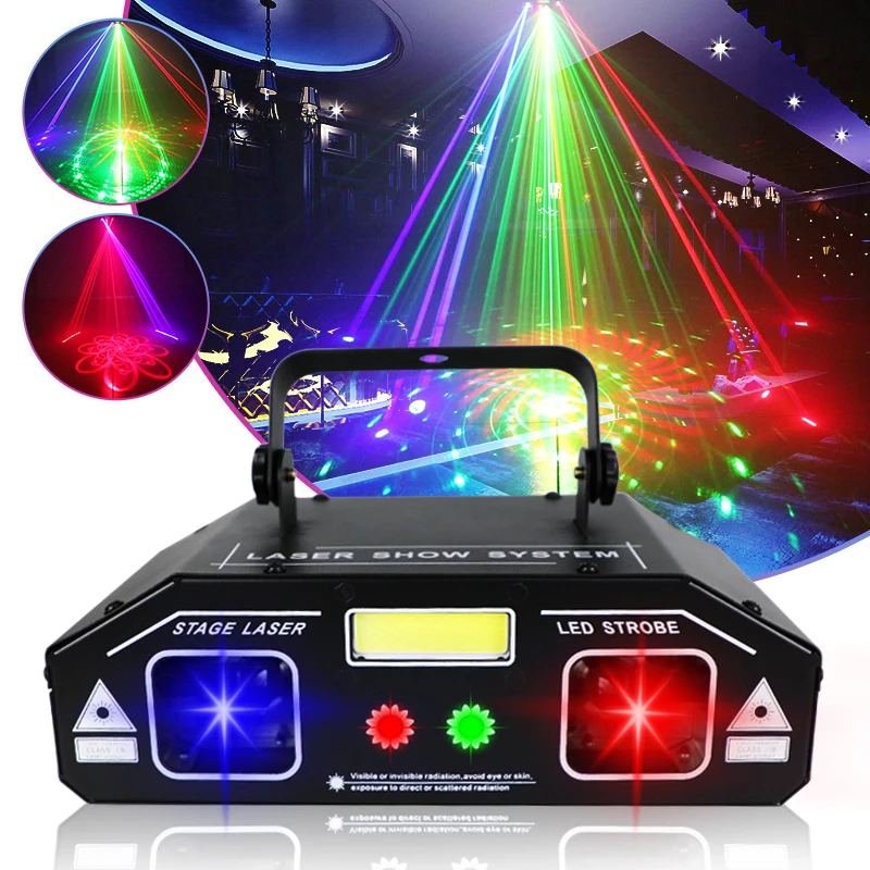 

36W Laser Strobe Lights 3 In 1 dj Party Projector Voice Control Show KTV Bar Stage Laser effect Lighting party lights