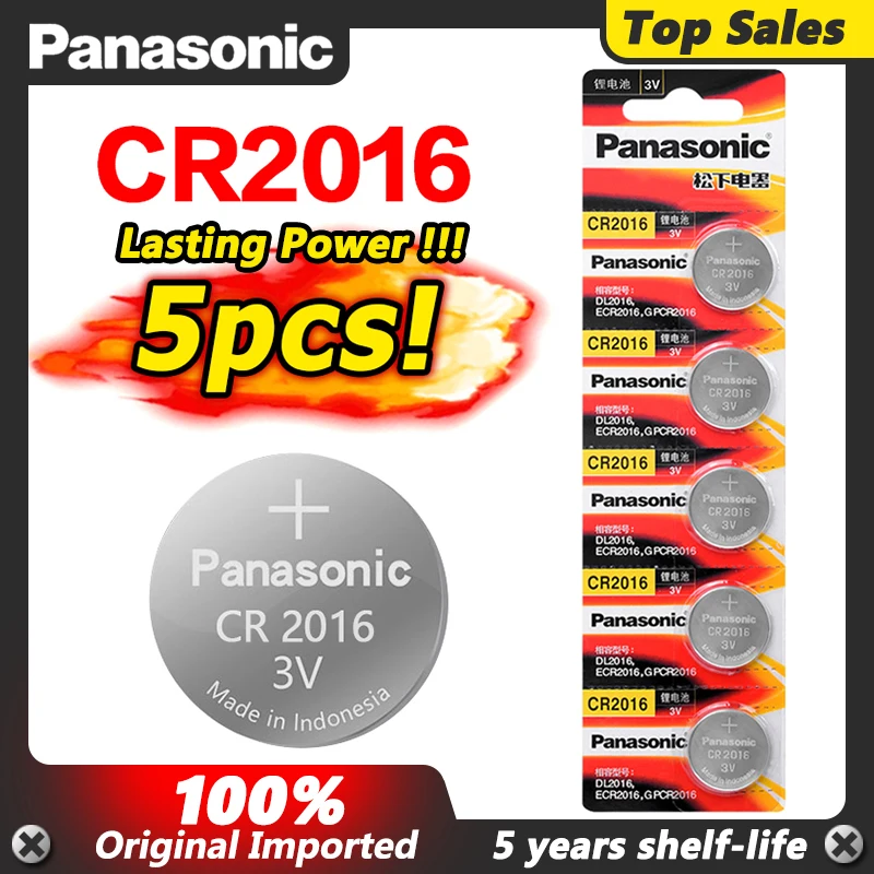 

Panasonic 5 шт. 3 в кнопочная монетница литиевые батареи CR2016 LM2016 BR2016 DL2016 для пульта дистанционного управления игрушка одноразовая батарея