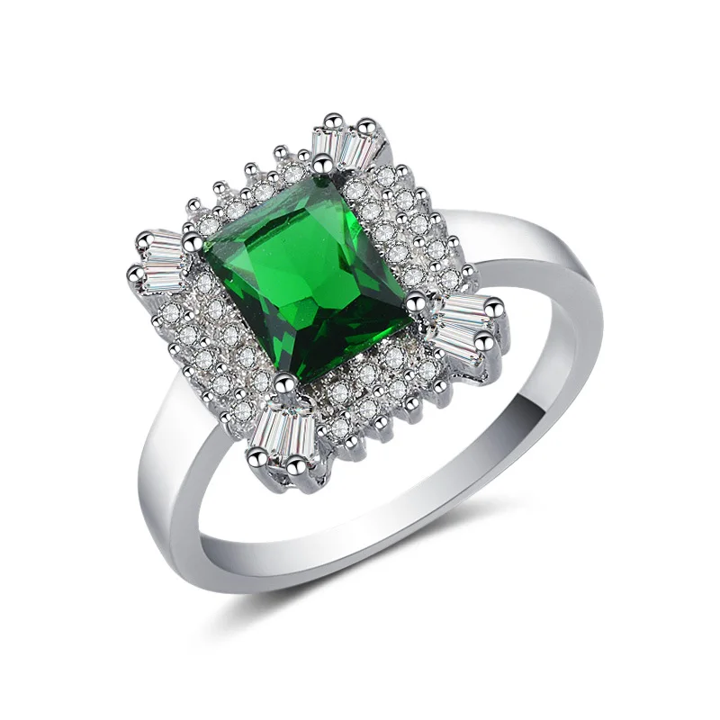 

Gold plated emerald rectangular fashion ring