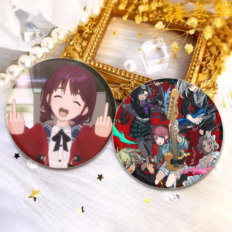 32/44/58mm Round Anime Brooches GIRLS BAND CRY Lapel Pins Cute Cartoon Handmade Badge Backpack Hat Jewelry Accessories Gifts