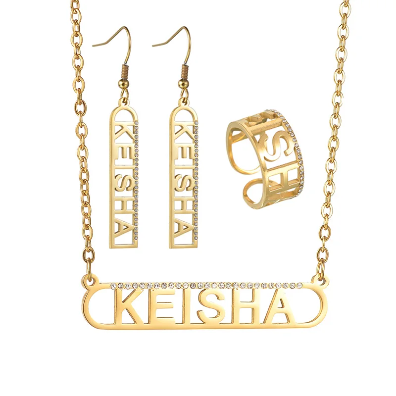 Goxijite персонализированный именной браслет комплект ювелирных изделий для женщин