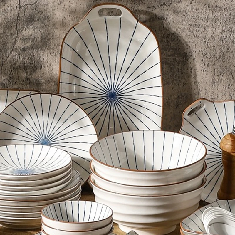 

Modern European Style Plate Sets Porcelain Snack Serving Tray Salad Plates Festive Kitchen Aparelho De Jantar Tableware Gift