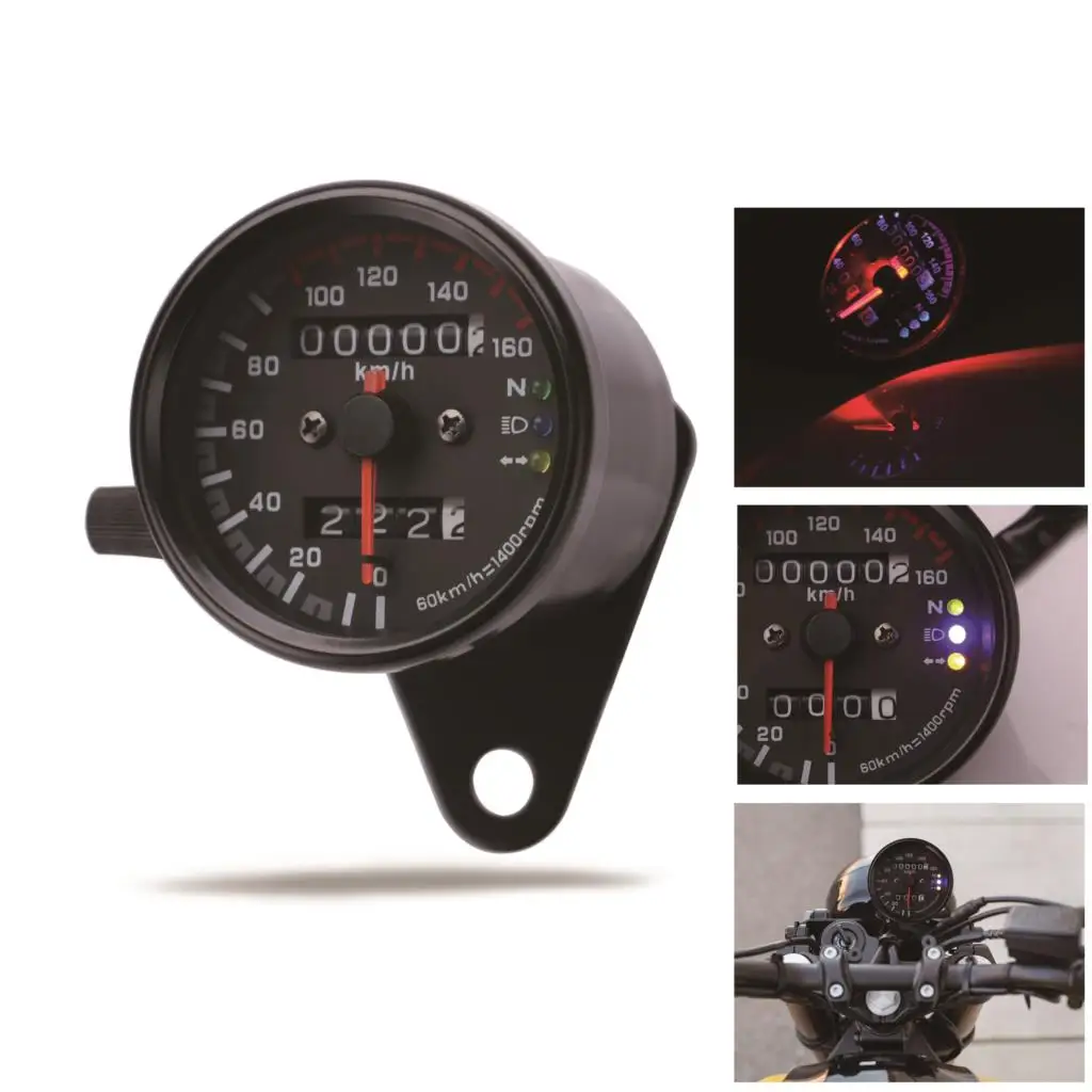 Мотоцикл 12 в двойной одометр спидометр индикатор светодиодная подсветка сигнал