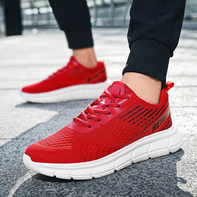 Hot Sale Cheap Green Men's Athletic Shoes Mesh Breathable Mens Running Sneakers Fashion Printed Sport Shoes for Man Size 39-46