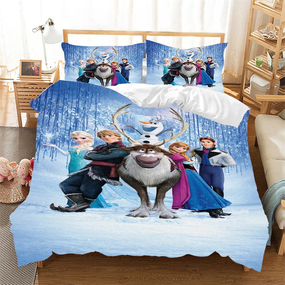 

Disney Frozen Elsa Princess Bedding Set Twin Size Quilt Duvet Cover For Girls Bedroom Decor Queen Coverlets Single Kids