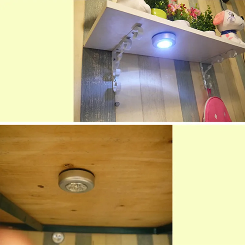 

Сенсорный Ночной светильник, круглая лампа для шкафа, спальни, кухни, 3 светодиода, питание от батарейки, 1-4 шт.