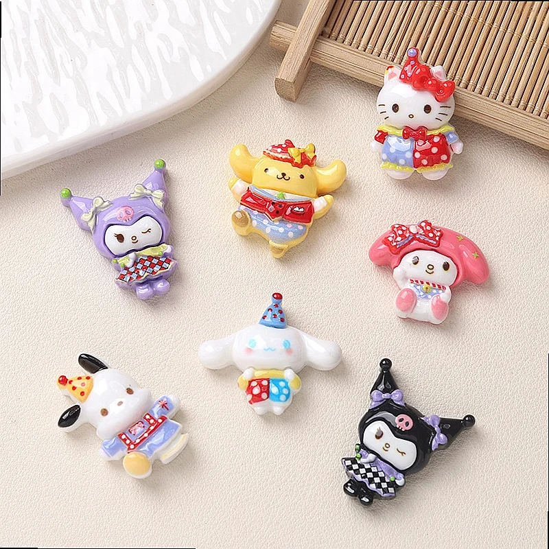 Фото 100 шт. милых кабошонов Sanrio Kuromi Melody из смолы с плоским основанием для DIY-аксессуаров: чехлов для телефонов, серег, поделок, декора для скрапбукинга №3
