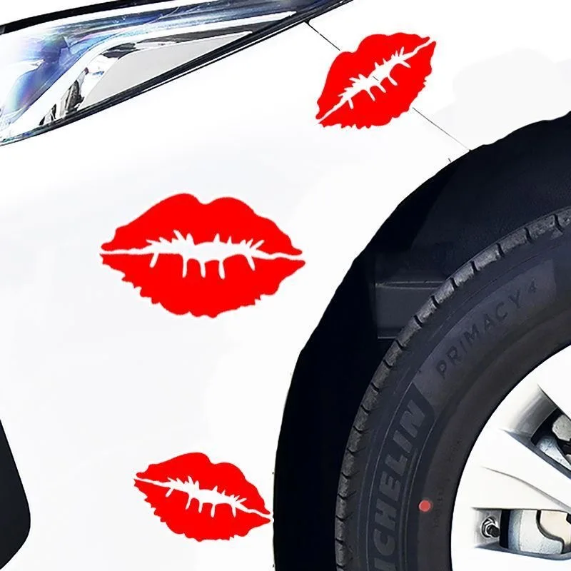 

3pcs 7*4CM Flame Red Lips Car Sticker Lipstick Print Electric Car Decorative Motorcycle Sticker Scratches Automotive Supplies