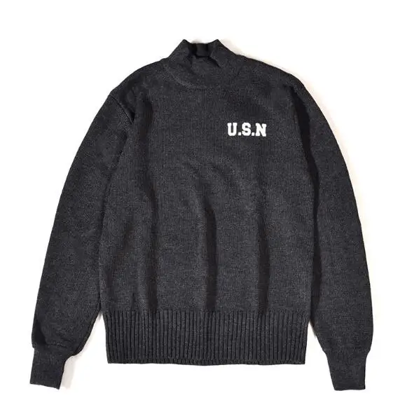 

Мужской шерстяной свитер в стиле милитари, серая водолазка темно-синего цвета для улицы, зима 46%