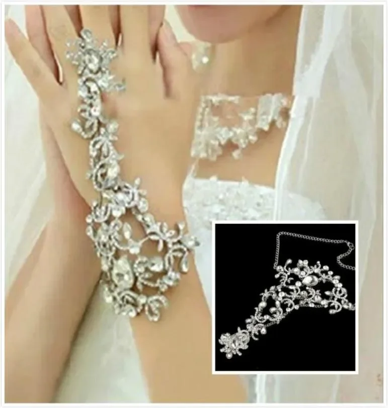 

Coming Fashion Bridal Bracelet Wedding Jewelry Crystal Rhinestones Finger Ring Bracelet Wristband Bracelet Party Prom Jewelry