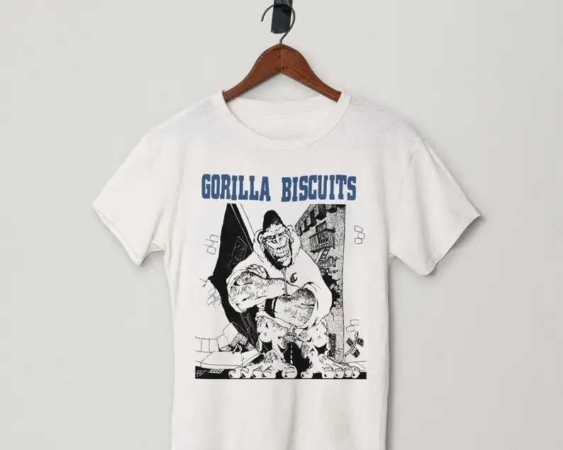 Camisa de banda punk estilo patinador galletas Gorilla camiseta vintage уличная одежда