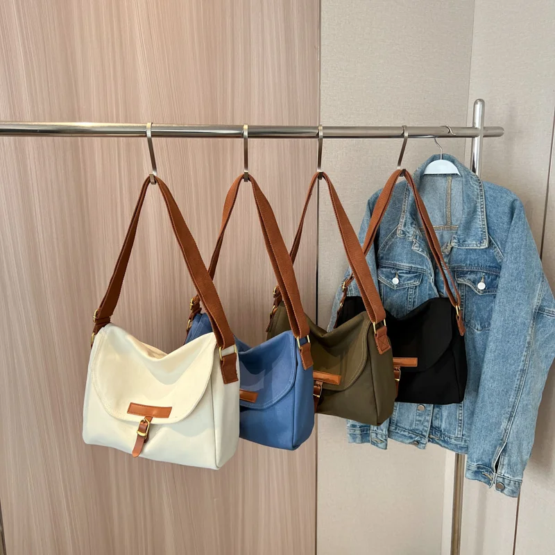 Vintage Canvas Women's Bag 2023 New Shoulder Cross Bag Eco Bag Korean Shopper Messenger Bag Y2K Handbags Black Female Satchel