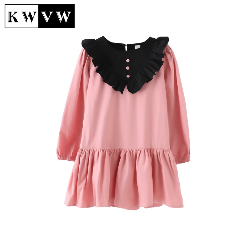 

Новинка, весенне-осеннее детское платье KWVW, Повседневная Уличная удобная детская одежда с длинным рукавом