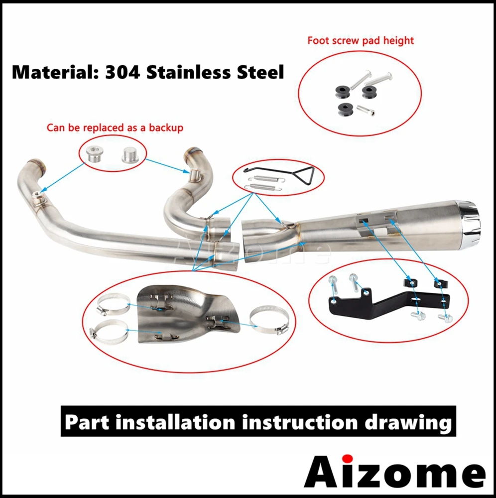 Мотоциклетный глушитель выхлопной трубы 2 в 1 для Harley Softail стандарт FXST Street Bob FXBB FXBBS