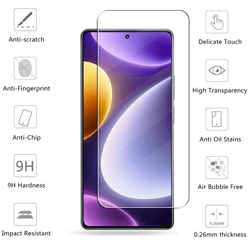 Full Gule Tempered Glass For Xiaomi Poco F5 Screen Glass For Poco F5 Screen Protector Lens Film For Poco F5 Pro