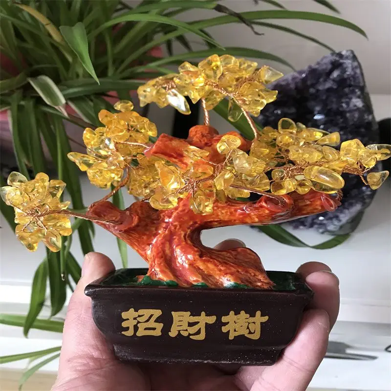 

1pc Lucky Money Tree Natural Crystal Fortune Tree Ornaments Desktop Decoration Crystal Bonsai Home Office Desktop Ornament
