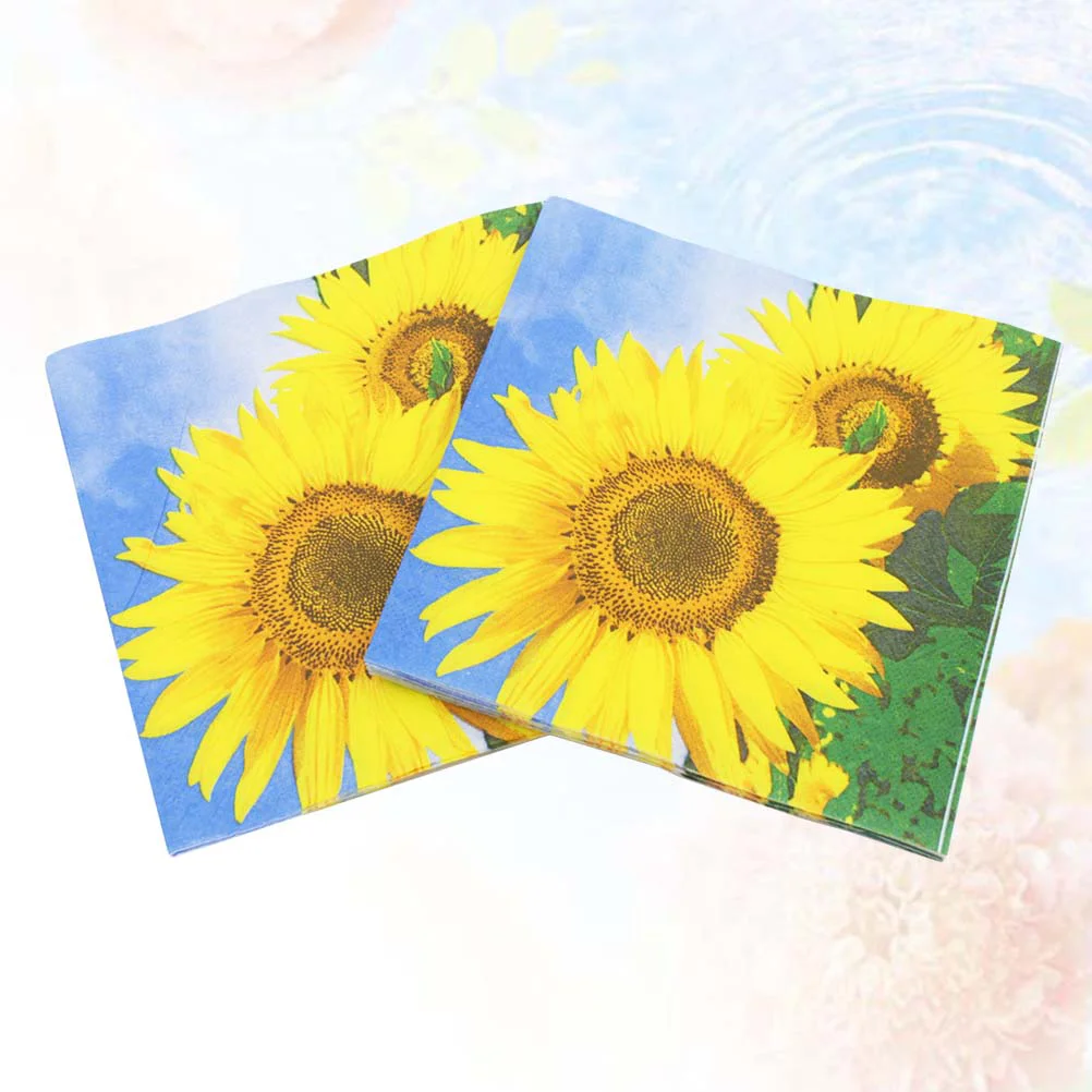

20 Sheets Sunflower Disposable Colored Napkins Tissue Napkin Party Supplies