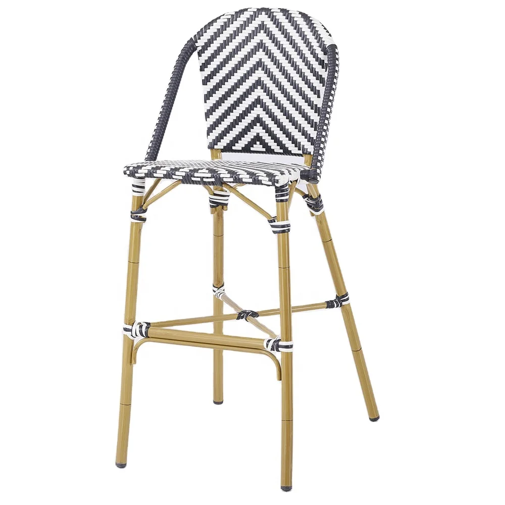 

commerical round garden armchair outdoor classic french bistro stackable patio cafe chair rattan wicker weaving dining chairs