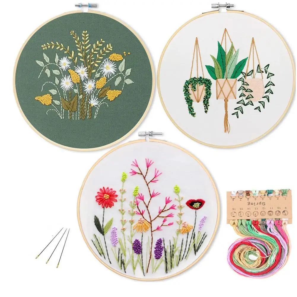 

Pastoral DIY Embroidery Kit with Flowers Plants Pattern Cross Stitch Kit Handwork Needlework for Beginner DIY Craft Kits HotSale