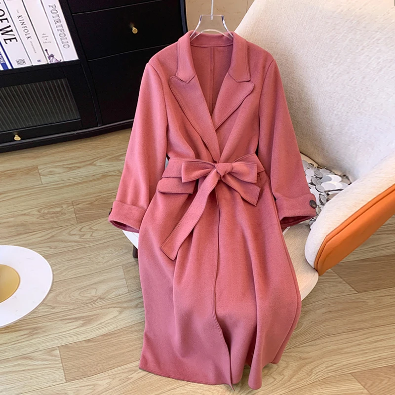 SuperAen розовое шерстяное пальто в корейском стиле женские осенне-зимние новые