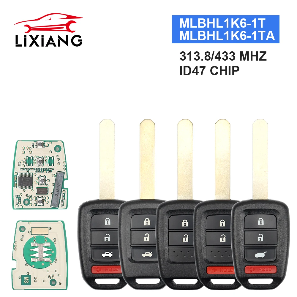 LIXIANG 2/3/4 кнопки автомобильный брелок ID47 PCF7961Chip дистанционный для Honda 2013-2015 CRV 2013-2017