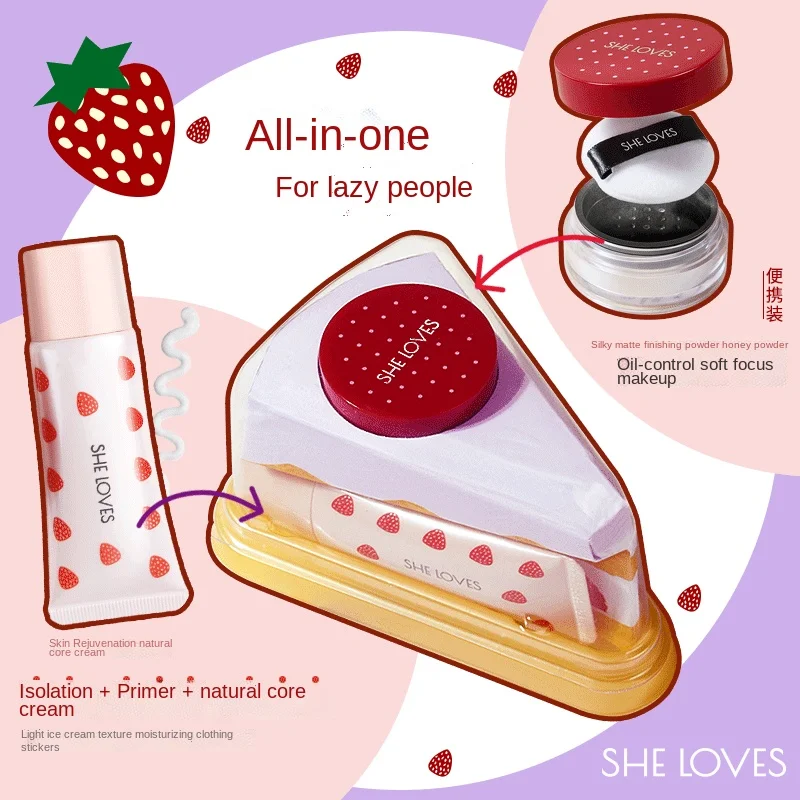 De Nieuwe Mousse Makeup Cream Set Olie Controle Make-Up Losse Poeder Concealer Hydraterende Poeder Cake Beauty Gift Box